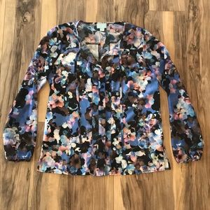 CeCe Floral Front Tie Blouse